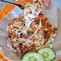 Nasi Ayam Geprek Keju Mozarella