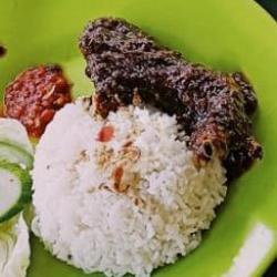 Nasi Bebek Paha(bawah)bumbu Item Pedas