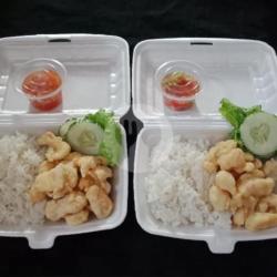 Nasi Kulit Ayam Tepung Sambal Dabu Dabu