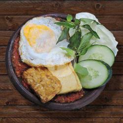 Nasi Biasa Telor Tempe Tahu Goreng ( Free Es / Teh Panas )