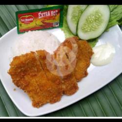 Nasi Chiken Katsu ( Saos Barbeque/saos Tomat/saos Sambel/mayonaise )