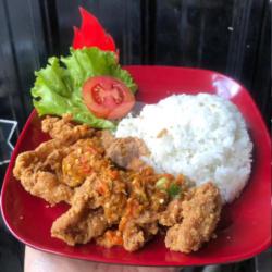 Nasi Kulit Crispy Geprek