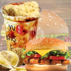 Durian Boba And Cheese Burger Chicken