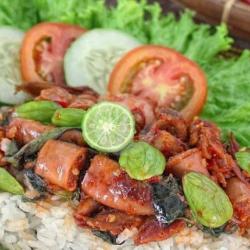 Nasi Liwet Cumi Asin Balado