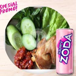 Ayam Goreng   Sambel Lalab    Happy Zoda (minuman)