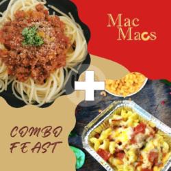 Combo Feast: Beef Bacon Mac N Cheese   Spaghetti Bolognese