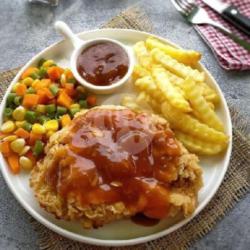 Steak Ayam Crispy Saus Blackpaper