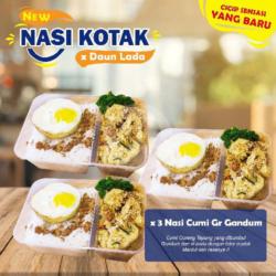 Triple (3) Nasi Kotak Cumi Tepung Goreng Gandum