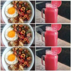 3 Paket Nasi Oseng Cumi  Juice Jambu Segar