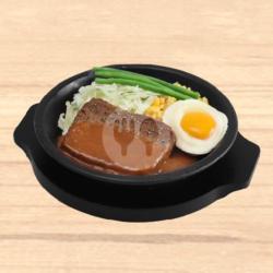 Double Hamburg Steak With Egg (termasuk Nasi)