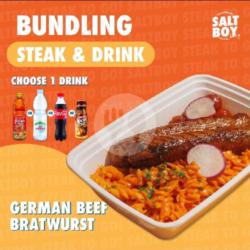 German Beef Bratwurst   Teh Pucuk/leminerale/coca Cola/kopiko