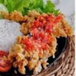 Geprek Seafood Ikan Fillet Crispy   Nasi