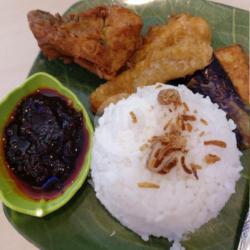 Ayam Geprek   Nasi   Tempe   Terong Crispy