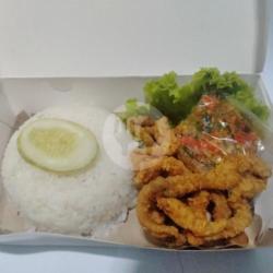 Paket Nasi Usus Krispy Sambel Geprek