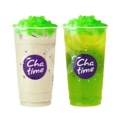 Melon Milk Tea With Jelly (large)    Melon Green Tea With Jelly (large)