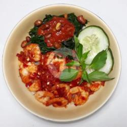 Nasi Sambel Udang Plecing Kangkung