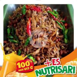 Nasi Rames Oreg Tempe   Oseng Tahu   Sayur   Gorengan/krupuk   Es Nutrisari