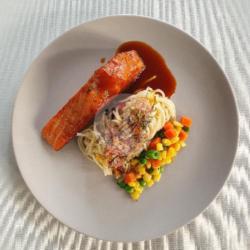 Grilled Spaghetti Salmon Sambal Matah