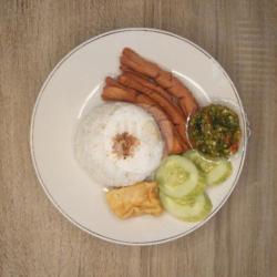 Nasi Sosis Geprek Sambal Ijo