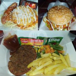 Paket Chiken Burger Spaghetti Chiken Sosis Beef Steak