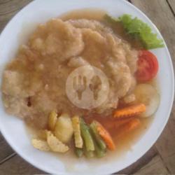 Chicken Steak Double   Kentang   Buncis   Wortel   Saos