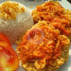 Nasi Tahu Crispy   Sambel Setan Hot   Lalap   Sayur Asem