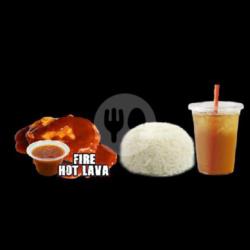 Paket Nasi Minum Fried Chicken Saos Fire Lava