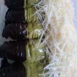 Pisang Krispy Toping Coklat, Greentea, Keju