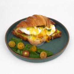 Croissant Poached Eggs On Avocado