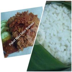 Paket Nasi - Telur Kremes Tahu Tempe   Nasi