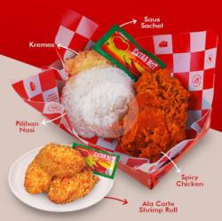 Paket Hemat Ayam Spicy Saus Sachet   Shrimp Roll Saus Sachet