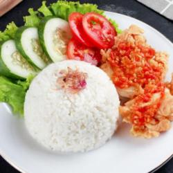 Ayam Geprek Setan   Nasi