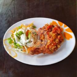 Nasi Chiken Katsu Geprek   Teh Obeng