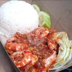 Paket Nasi Udang Sambal Dan Lalap