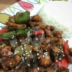 Ayam Saus Blackpepper   Nasi Putih