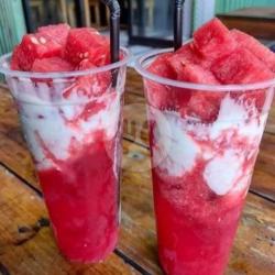 Es Semangka Susu Kental Manis Sirup Merah