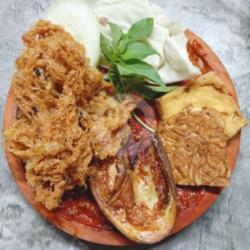 Nasi Telur Terong Dan Tempe Kremes