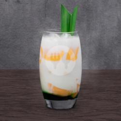 Pandan Milk With Mango Pudding Mocktails