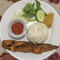 Nasi Ikan Lele Crispy Free Aqua Gelas