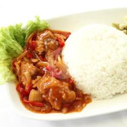 Nasi Daging Ayam Saos Rica