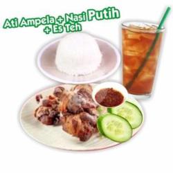 Nasi Penyetan Jeroan/ampela Hati Es Teh