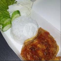 Nasi Telor Ceplok Penyet   Kerupuk