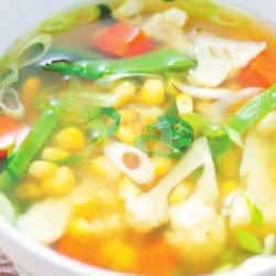 Vegetarian Vegetables Soup   White Rice   Vegerarian Crips