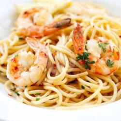 Spagheti Oglio Olio With Prawn