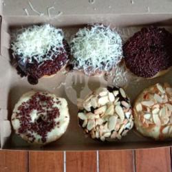 Donat Mix Coklat Kacang Almon,keju Coklat,coklat Keju,keju Isi 6 Psc