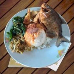 Nasi Ikan Bawal Sayur Sambel