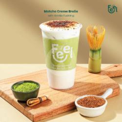Matcha Creme Brulle With Vanilla Pudding