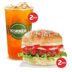 Combo Kenyang Duo 2 Burger   2 Lychee Tea Large