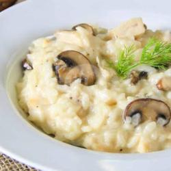 Slice Mushroom Risotto With Egg