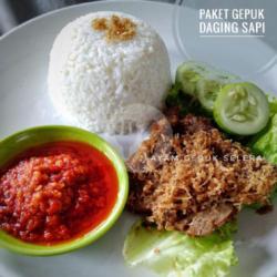 Gepuk Daging Sapi   Nasi   Sambal Lalab